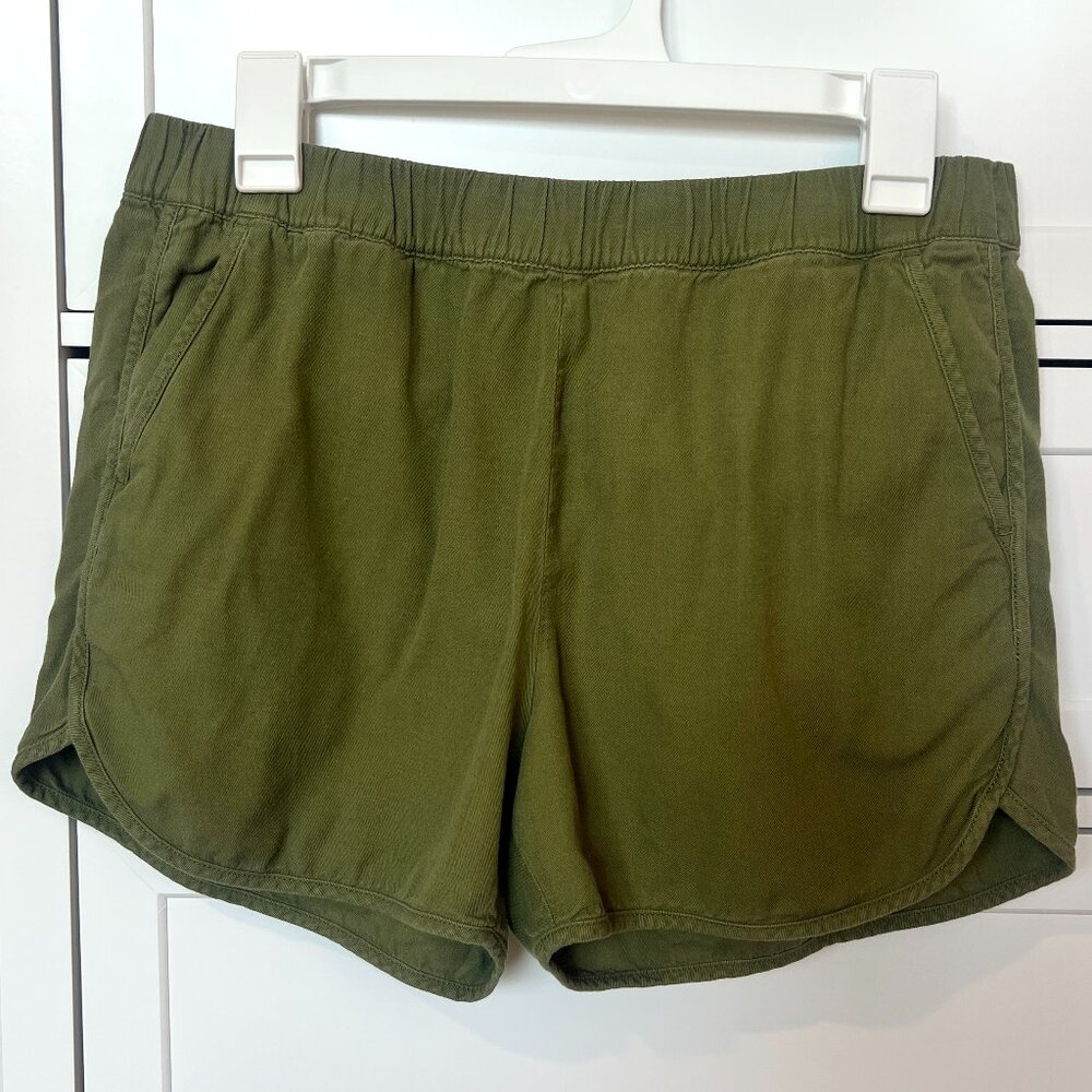 Madewell Pull-On Shorts Womens Size Small Olive Green Casual Stretch with Pocket